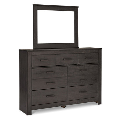 Brinxton Queen Panel Bed, Dresser, Mirror and Nightstand Ash-B249B7