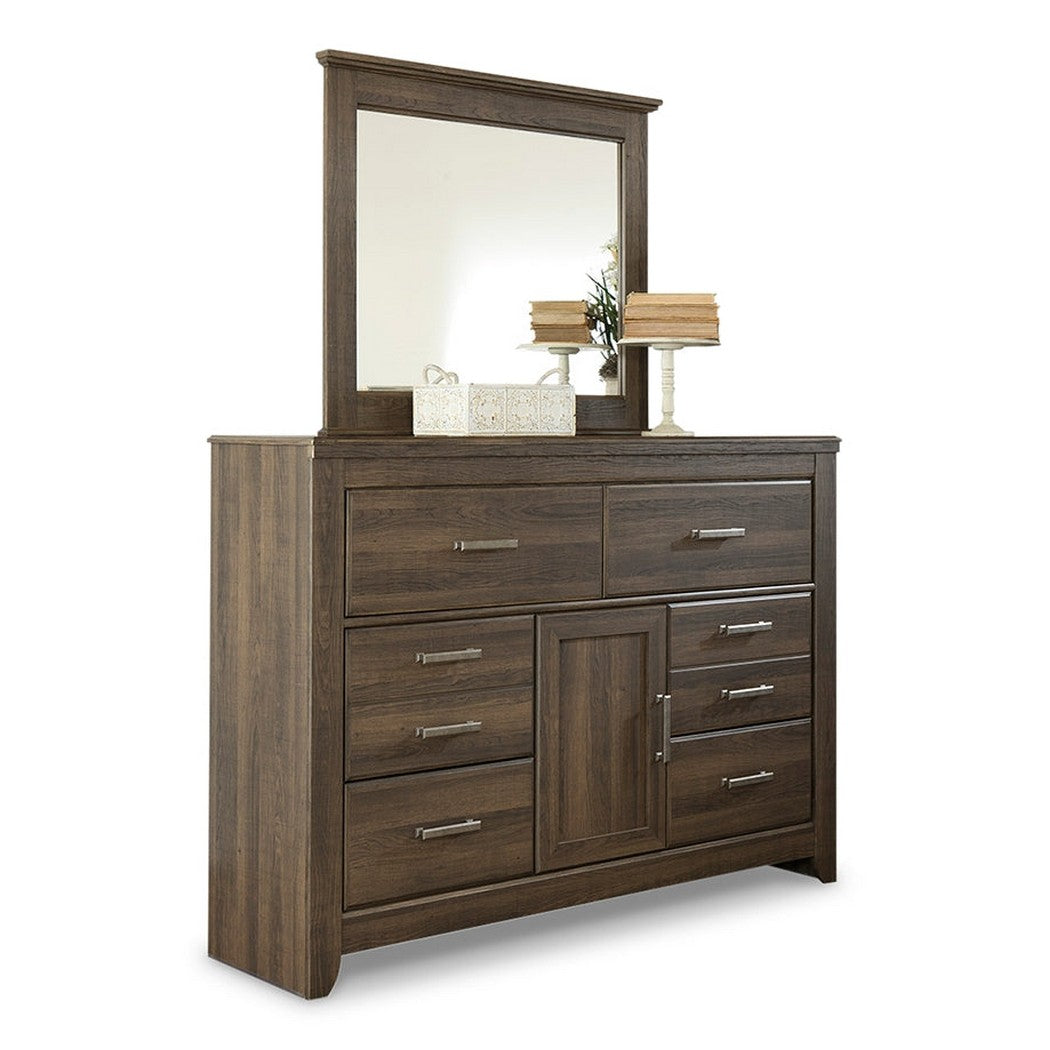 Juararo Queen Poster Bed with Mirrored Dresser and 2 Nightstands Ash-B251B17