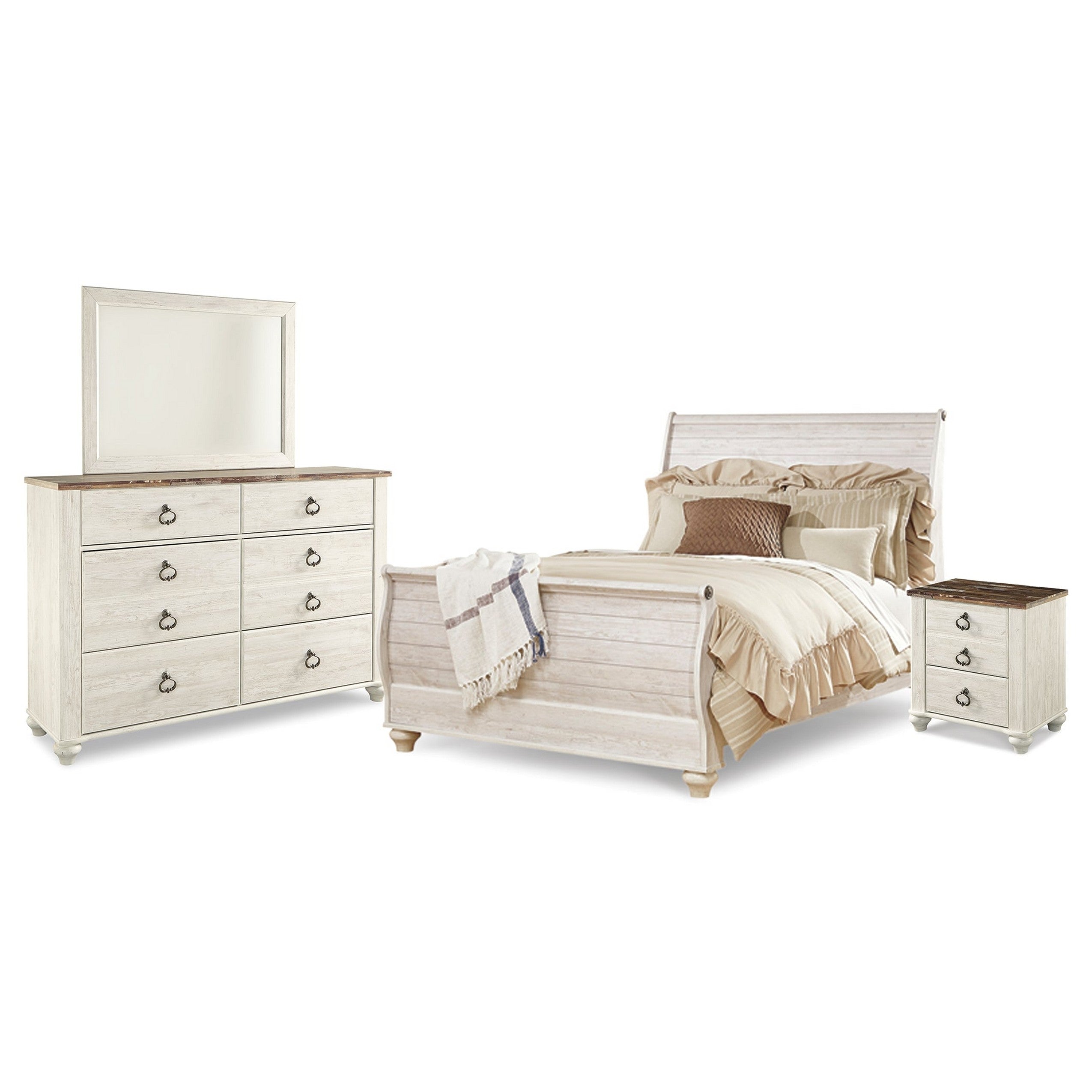 Willowton queen bed with 2 deals nightstands