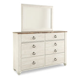 Willowton Queen Panel Bed, Dresser, Mirror, Chest and 2 Nightstands Ash-B267B34