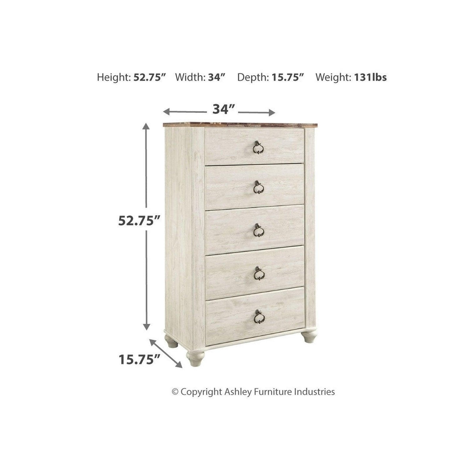 Willowton Chest of Drawers Ash-B267-46