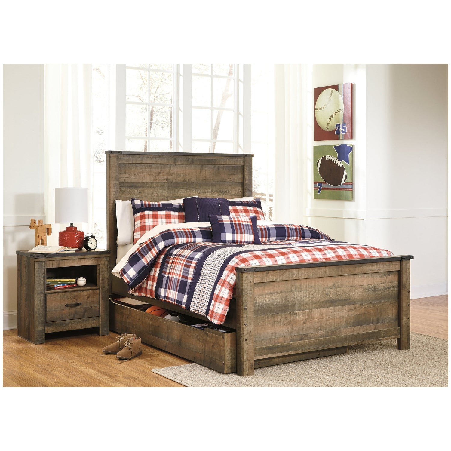 Trinell Panel Bed with 1 Large Storage Drawer