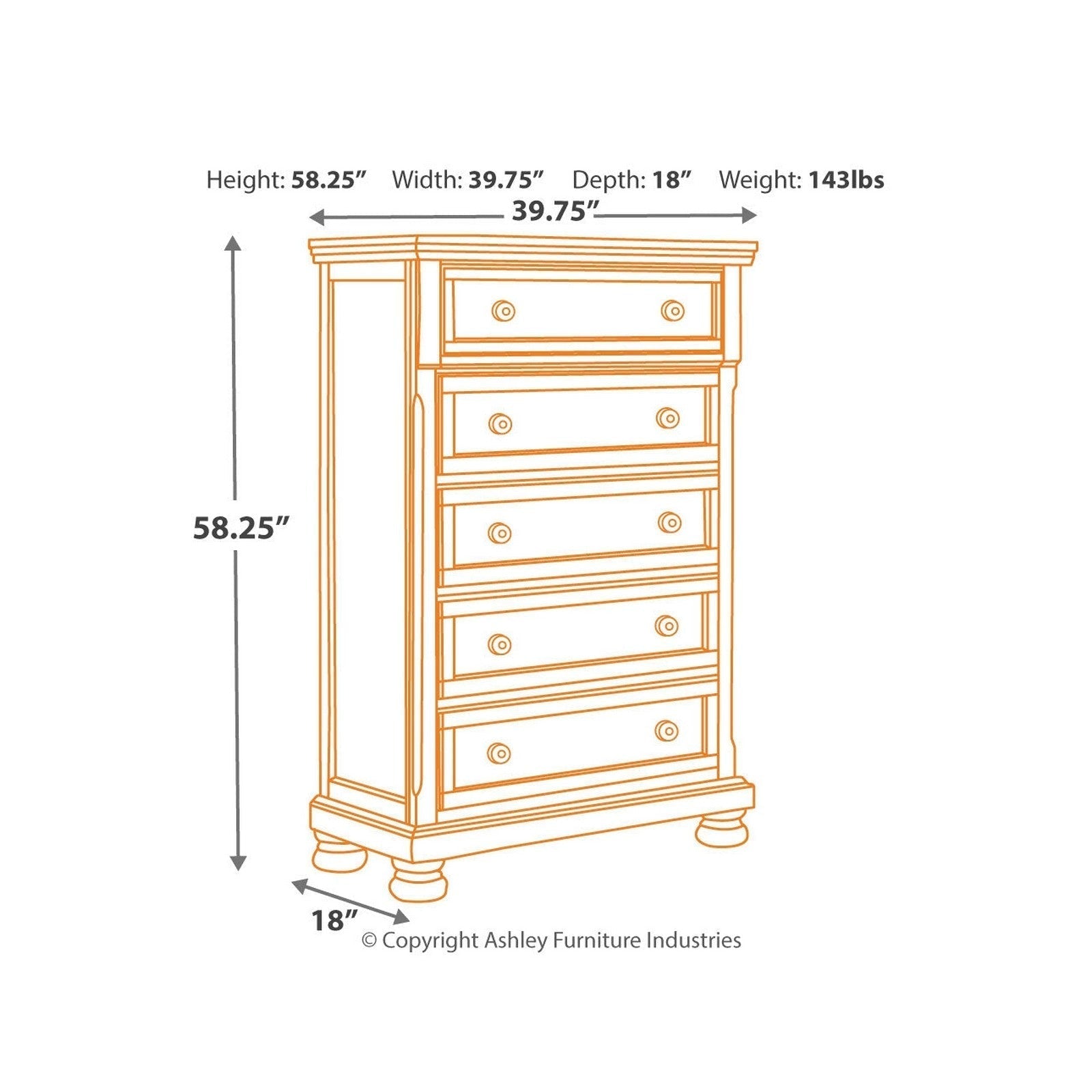 Porter Chest of Drawers Ash-B697-46