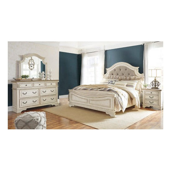 Realyn King Bed with Mirrored Dresser and Nightstand Ash-B743B23