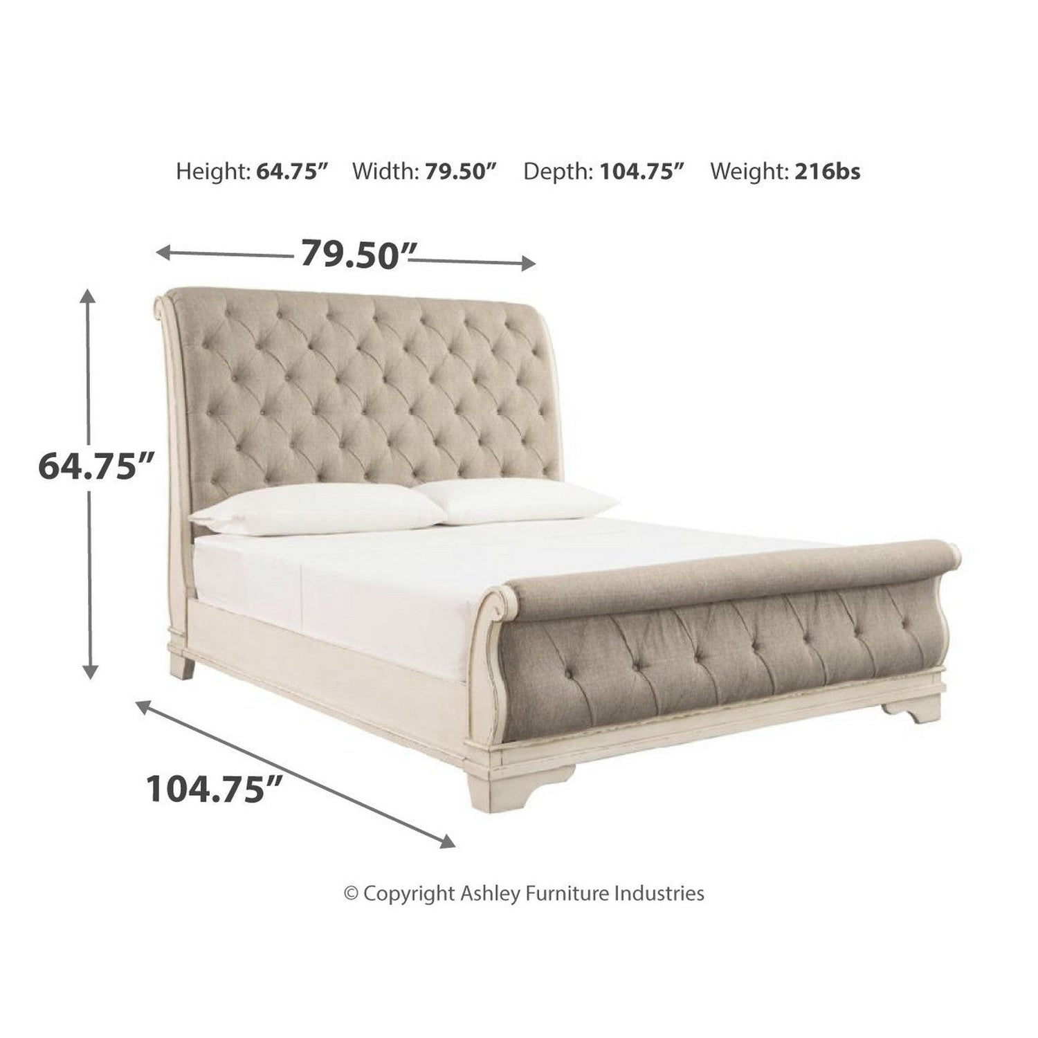 Realyn Sleigh Bed Ash-B743B4