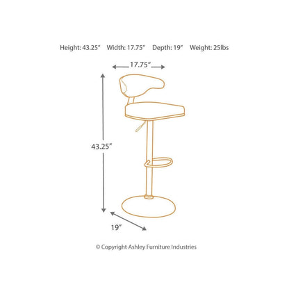 Bellatier Adjustable Height Bar Stool Ash-D120-330