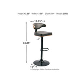 Bellatier Adjustable Height Bar Stool Ash-D120-330