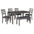 Bridson Dining Table and Chairs with Bench (Set of 6) Ash-D383-325