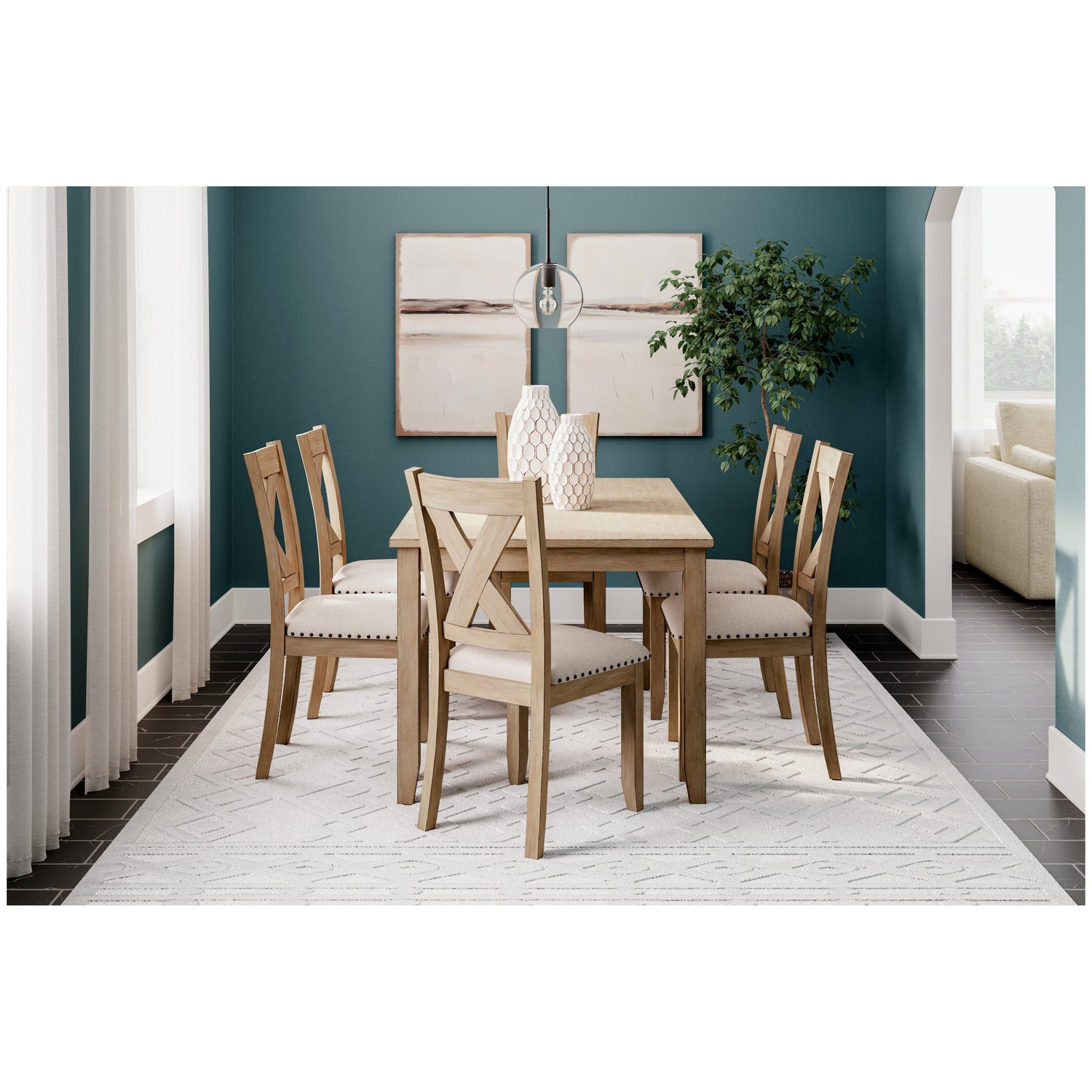 Sanbriar Dining Table and Chairs (Set of 7) Ash-D393-425