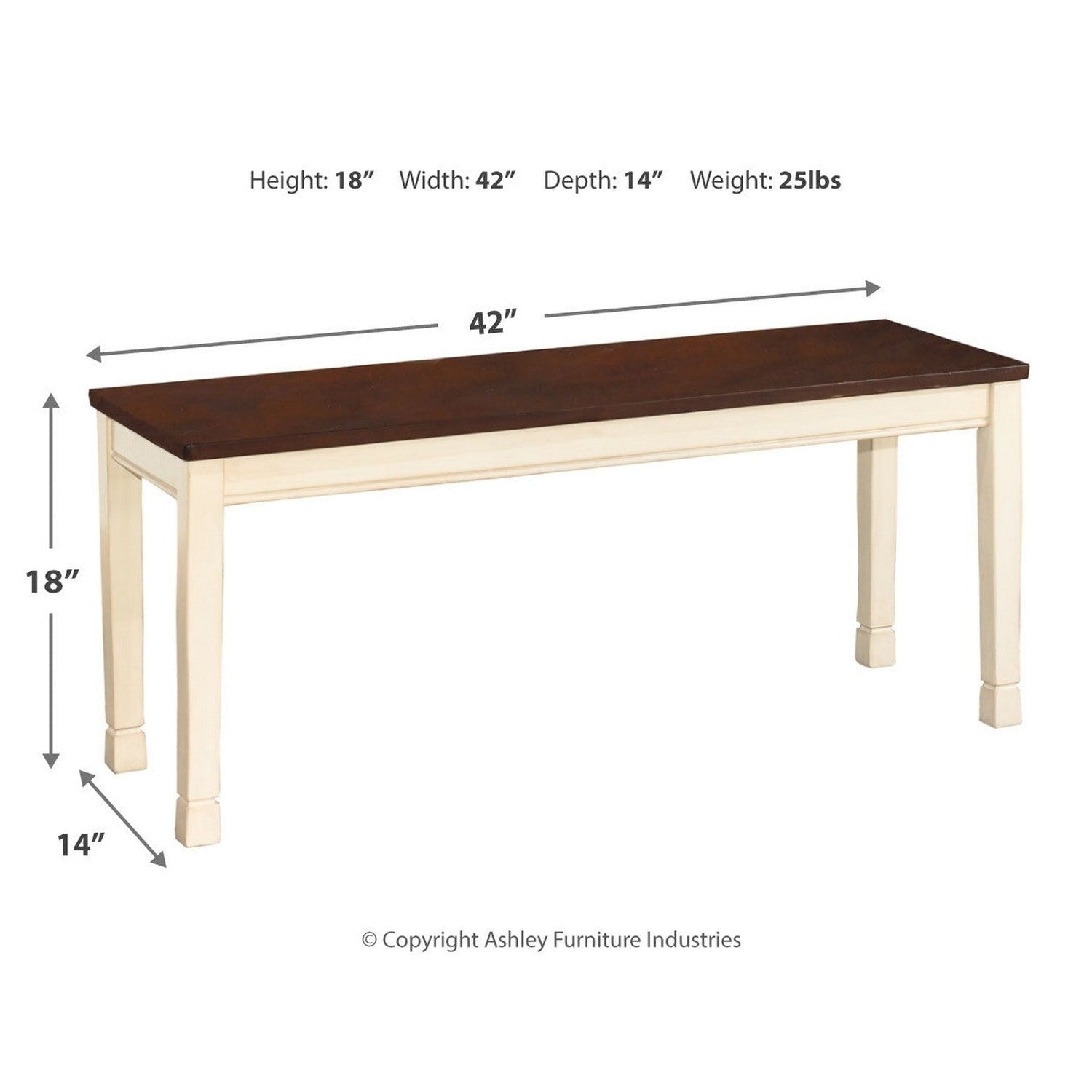 Whitesburg Dining Table with 4 Chairs and Bench Ash-D583D10