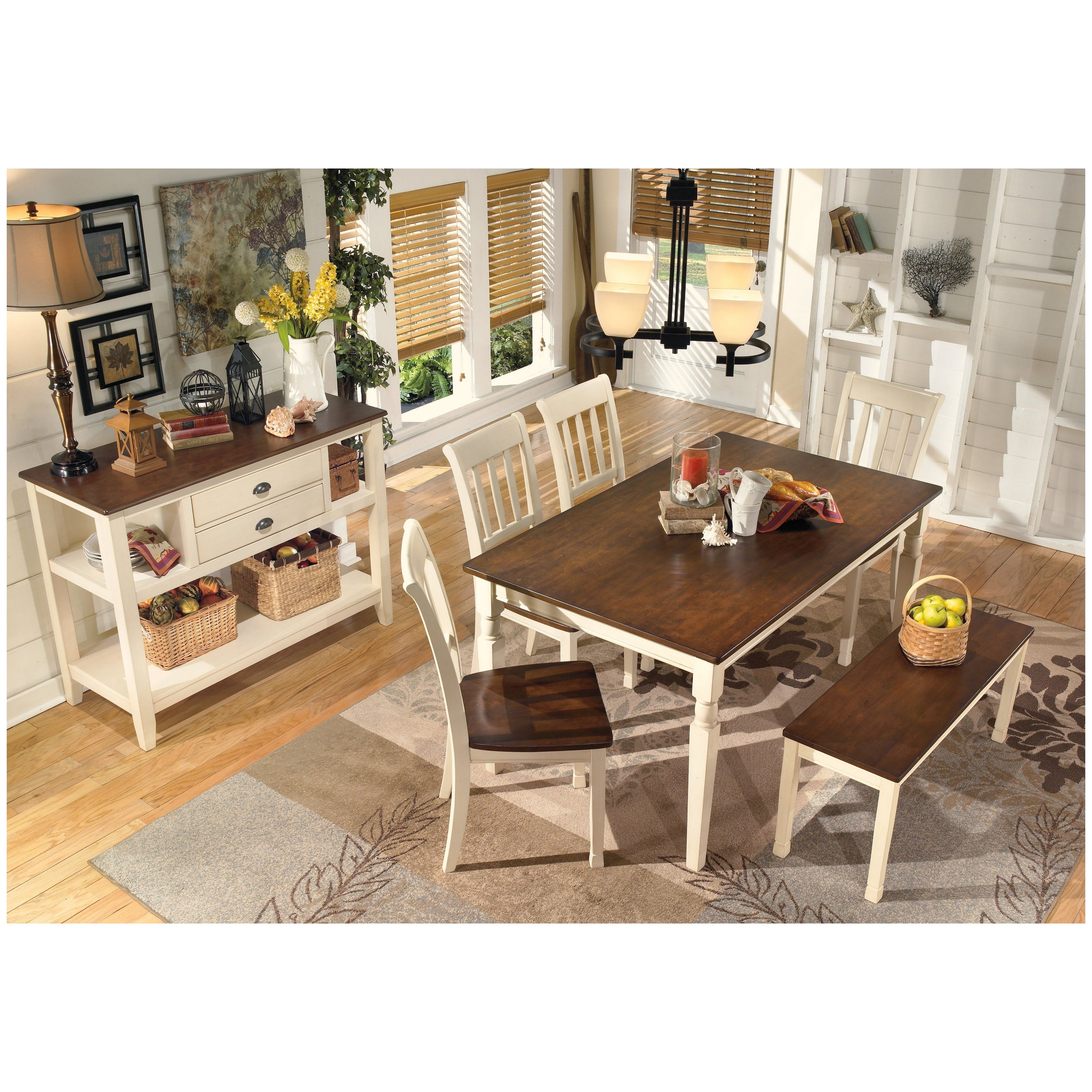 Whitesburg Dining Table with 4 Chairs and Bench Ash-D583D10