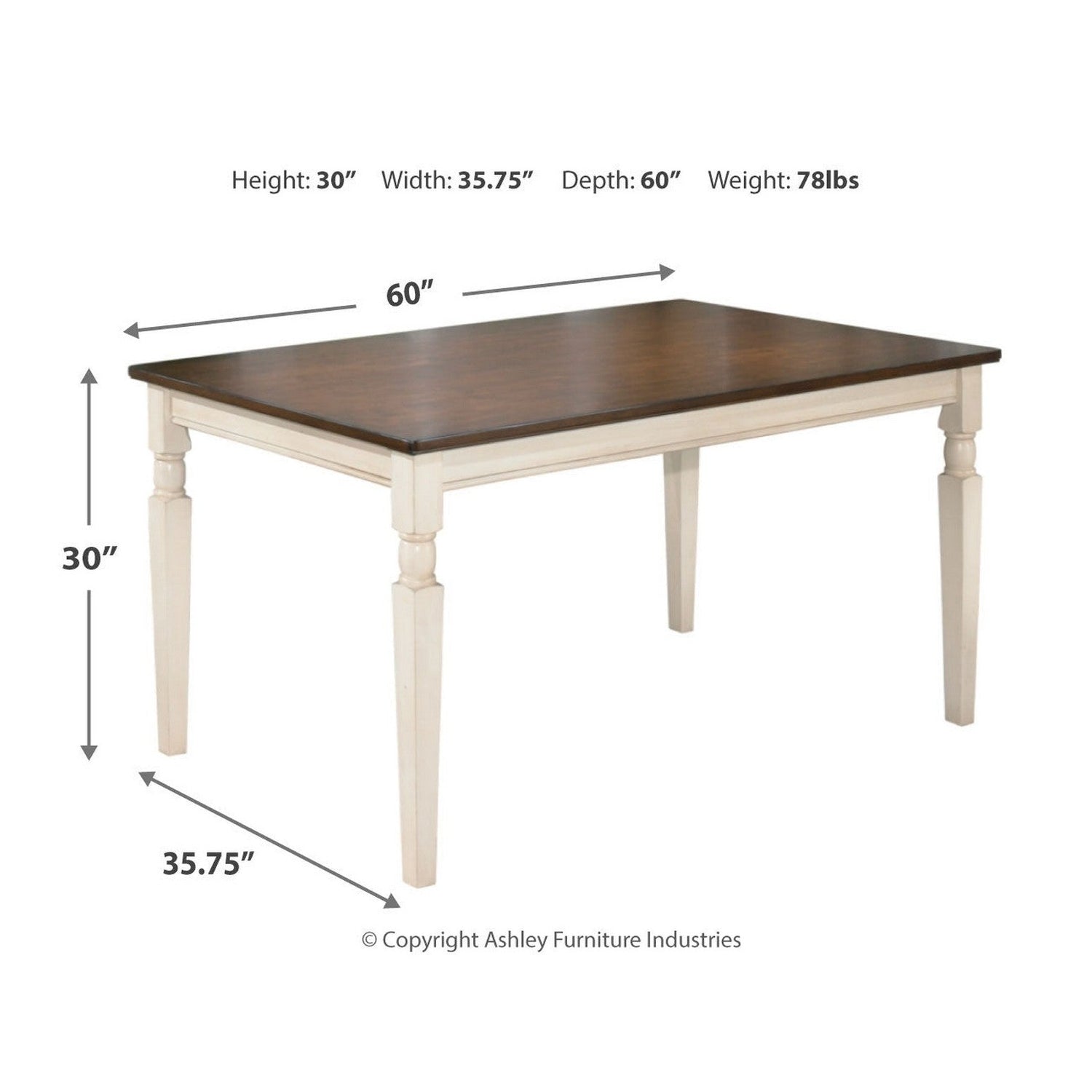 Whitesburg Dining Table with 4 Chairs and Bench Ash-D583D10