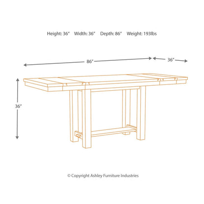 Moriville Counter Height Dining Table, 4 Barstools and Server Ash-D631D8