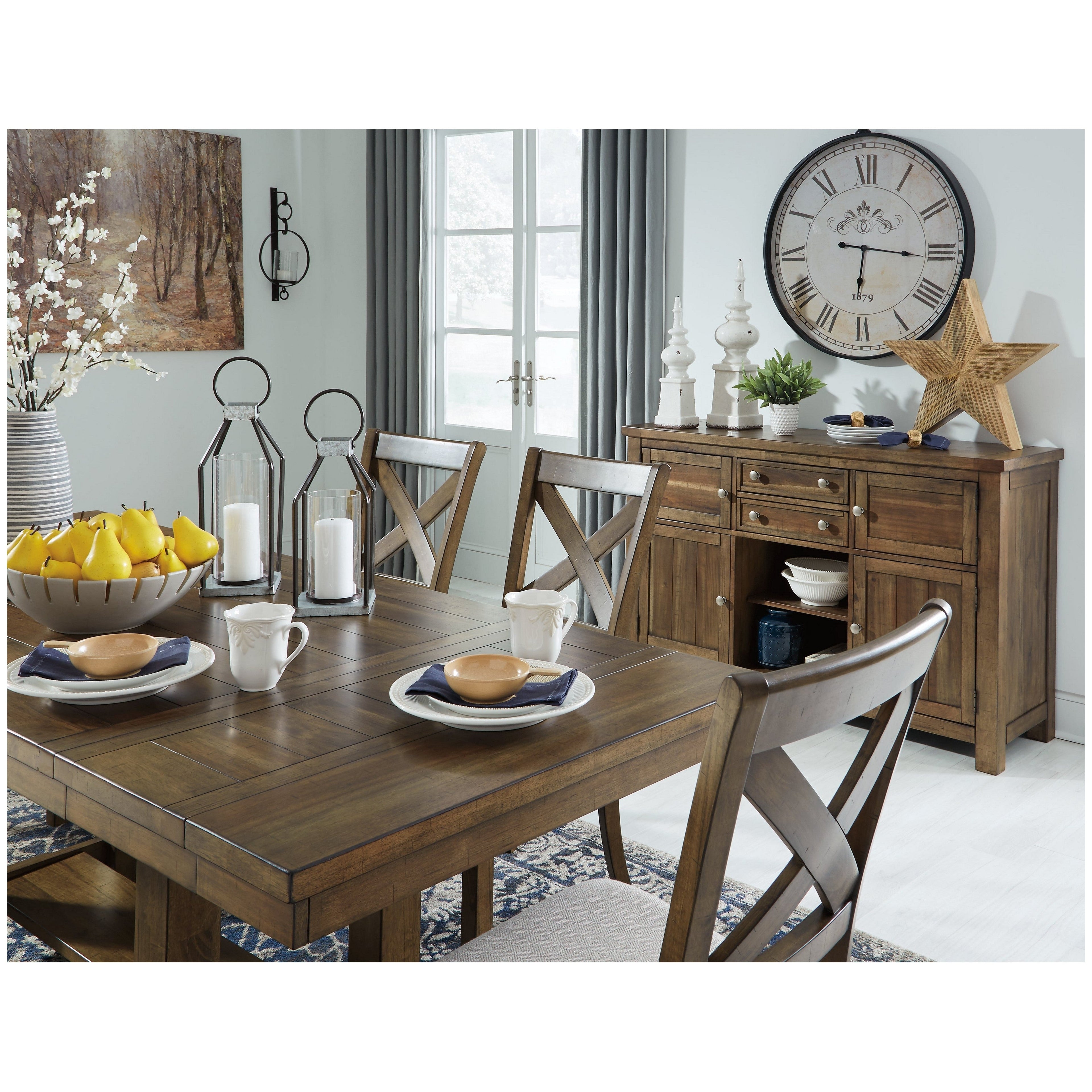 Moriville Dining Table and 4 Chairs and Bench Ash-D631D6