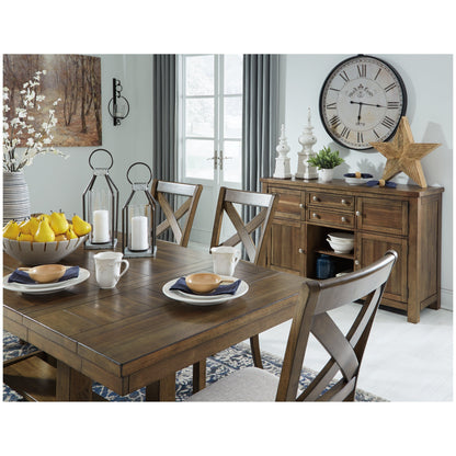 Moriville Dining Table and 4 Chairs and Bench Ash-D631D6