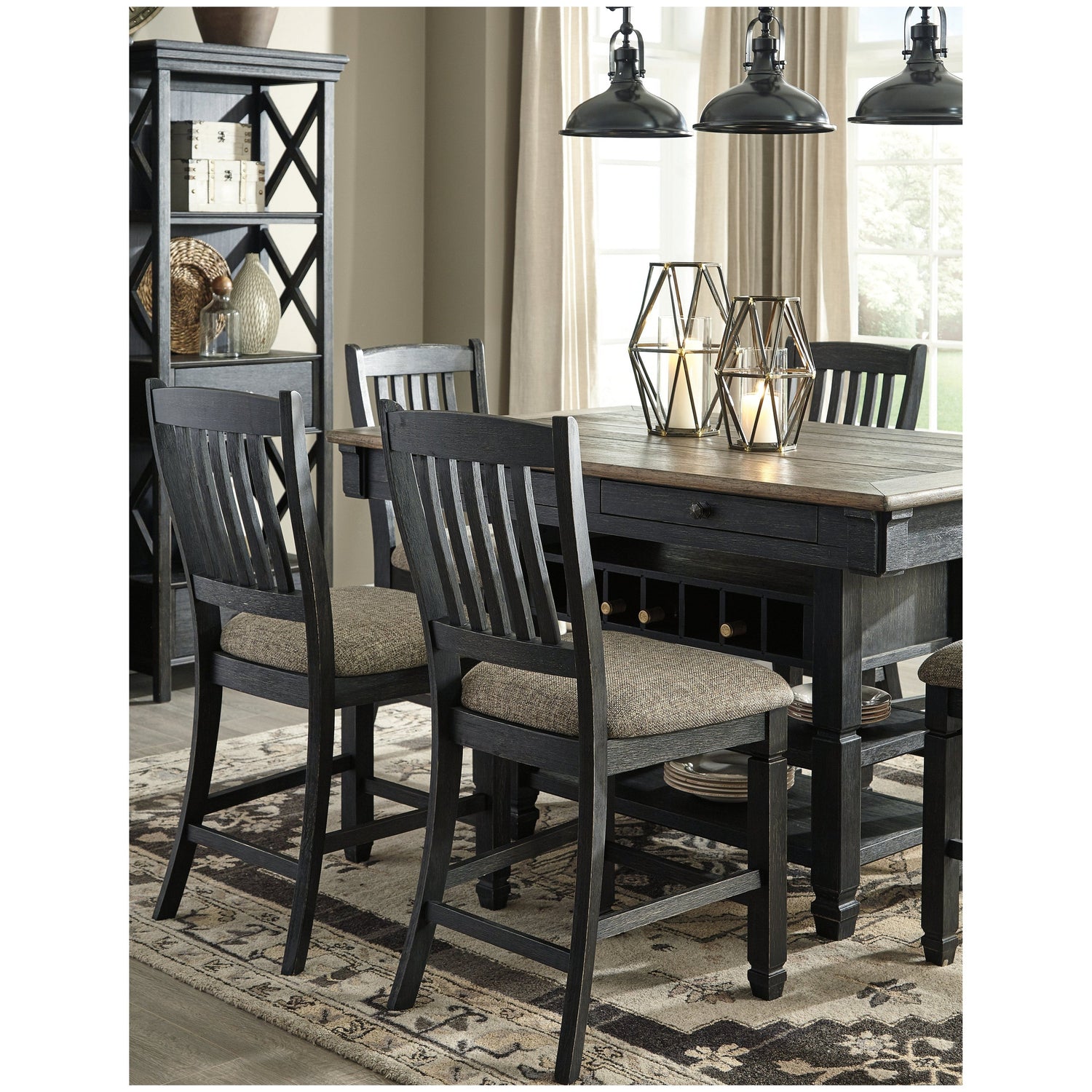 Tyler Creek Counter Height Dining Table with 4 Barstools Ash-D736D3