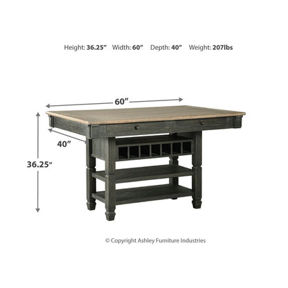 Tyler Creek Counter Height Dining Table with 4 Barstools Ash-D736D3