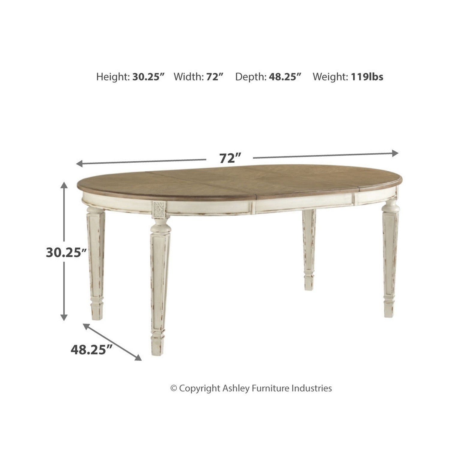 Realyn Dining Table and 6 Chairs Ash-D743D13