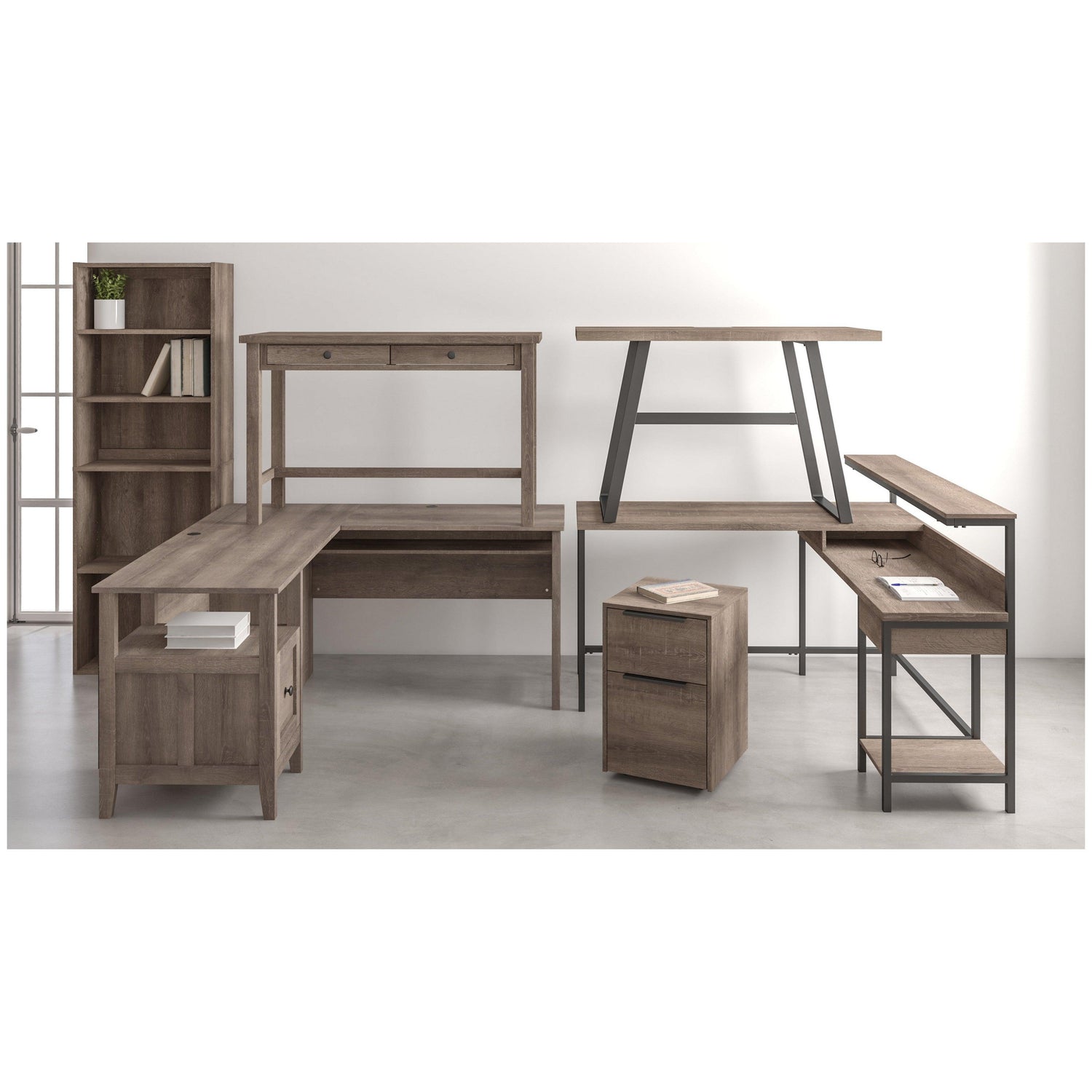 Arlenbry Home Office L-Desk with Storage Ash-H275-24