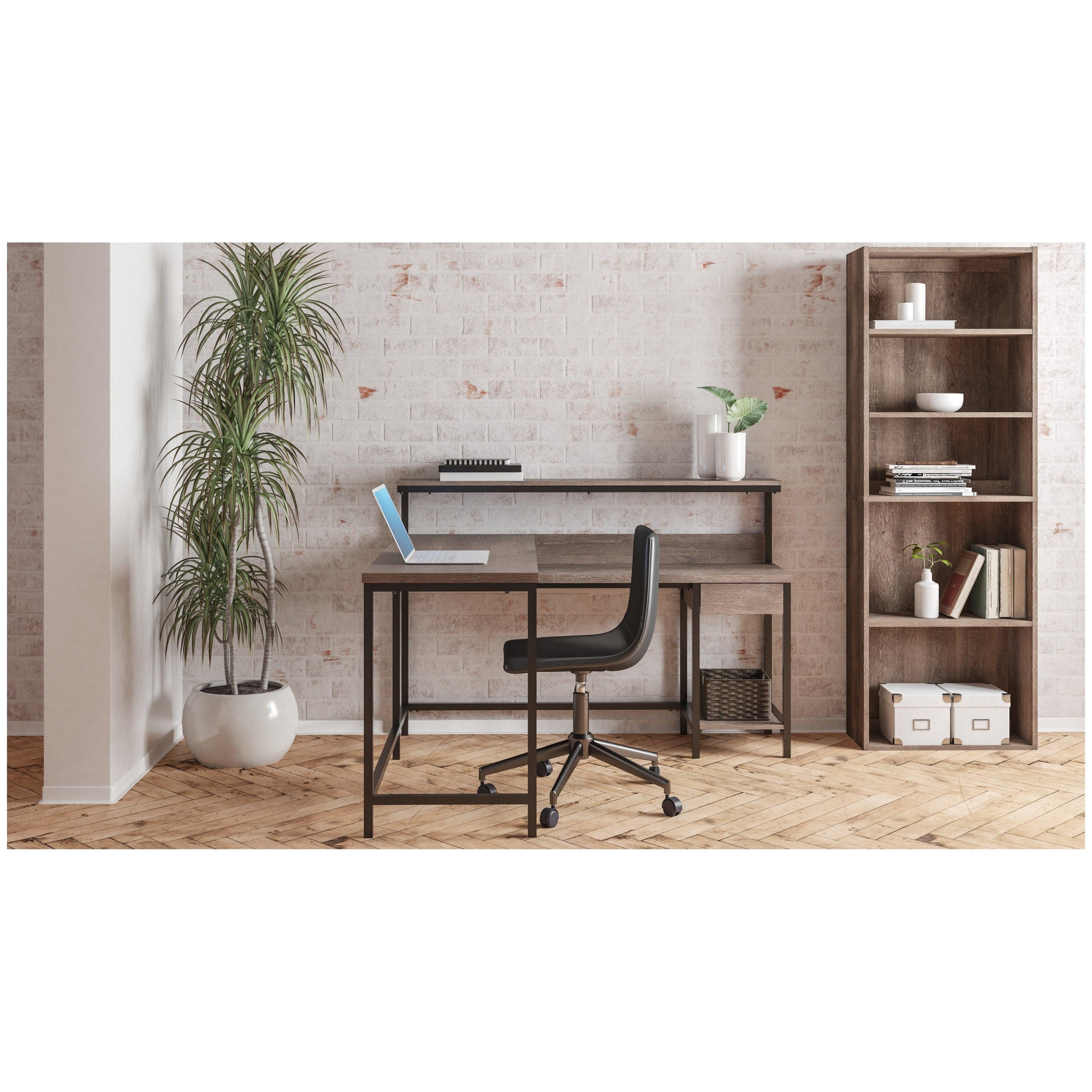 Arlenbry Home Office L-Desk with Storage Ash-H275-24