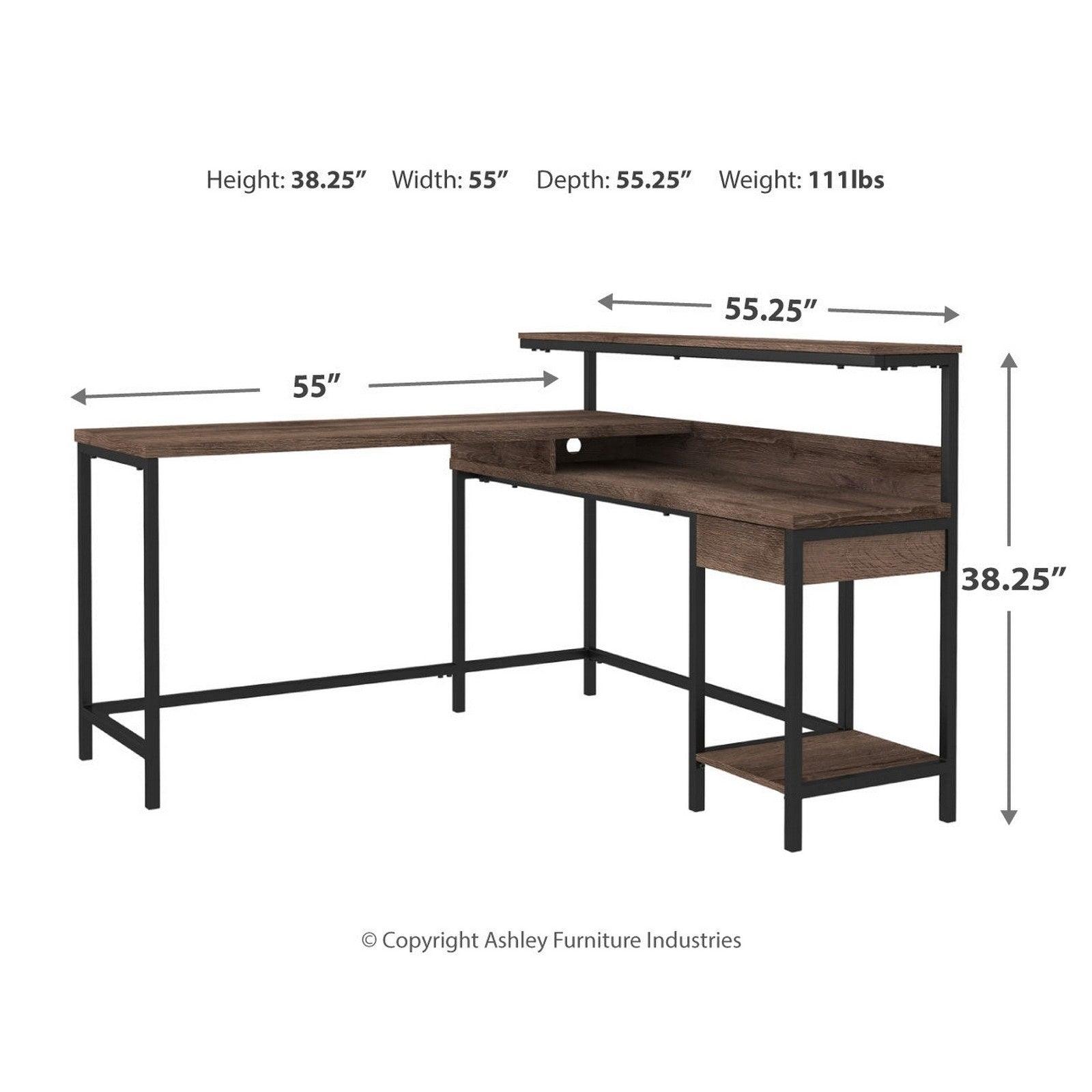 Arlenbry Home Office L-Desk with Storage Ash-H275-24