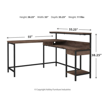 Arlenbry Home Office L-Desk with Storage Ash-H275-24