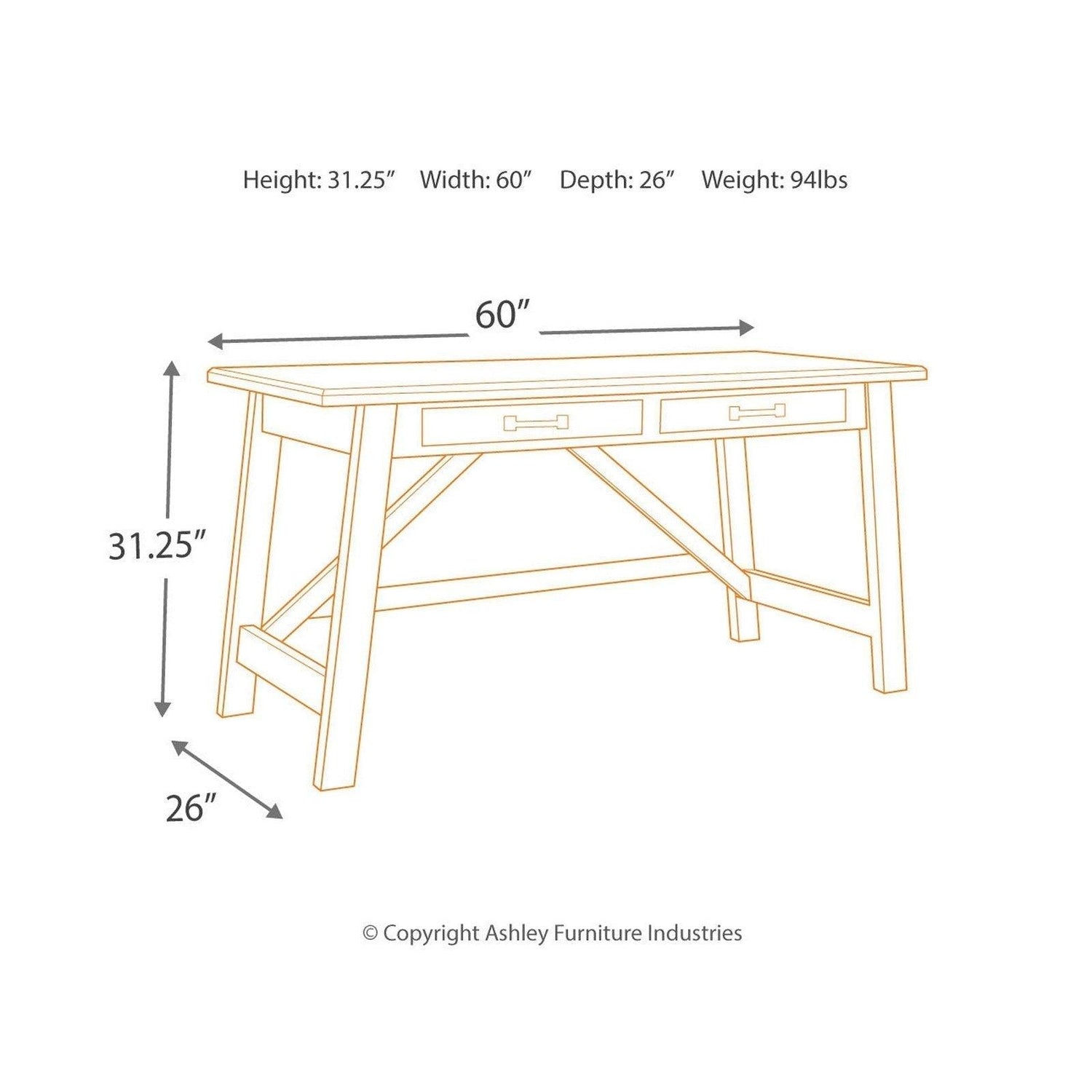 Baldridge Home Office Desk Ash-H675-44