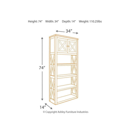 Tyler Creek 74&quot; Bookcase Ash-H736-17