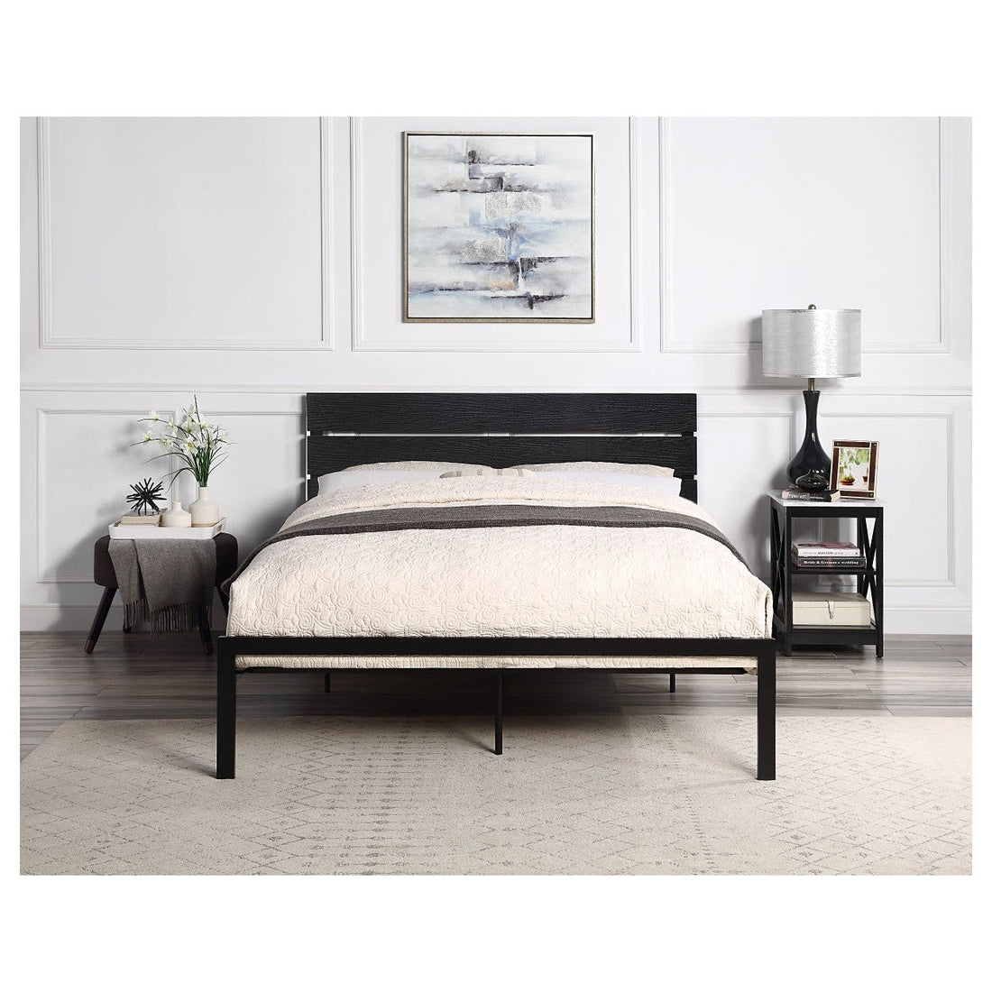 BLACK METAL BED, QUEEN HM1804BK-1