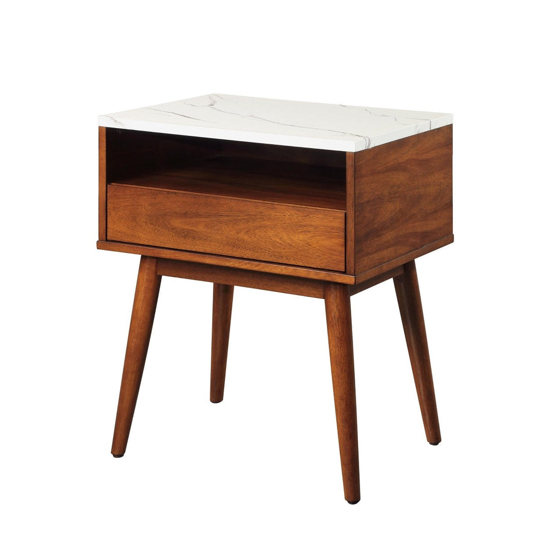 END TABLE WITH FAUX MARBLE &amp; DRAWER HM7916-04