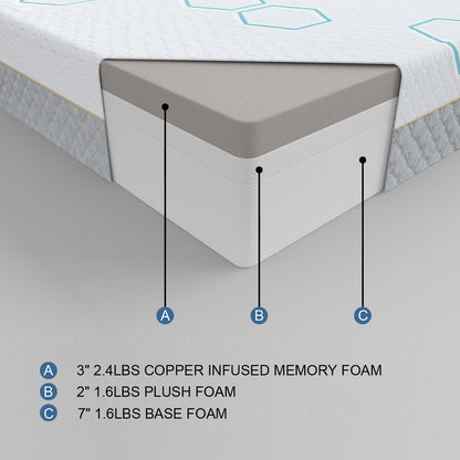 Homelegance Lyra 12&quot; California King Copper-Infused Memory Foam Mattress