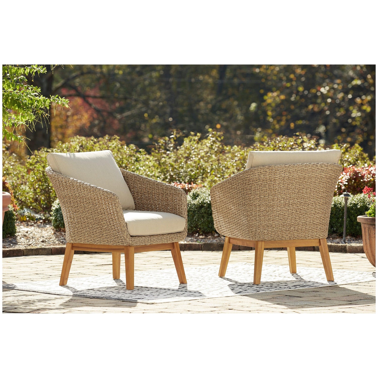 Crystal Cave Outdoor Lounge Chair with Cushion (Set of 2) Ash-P350-820