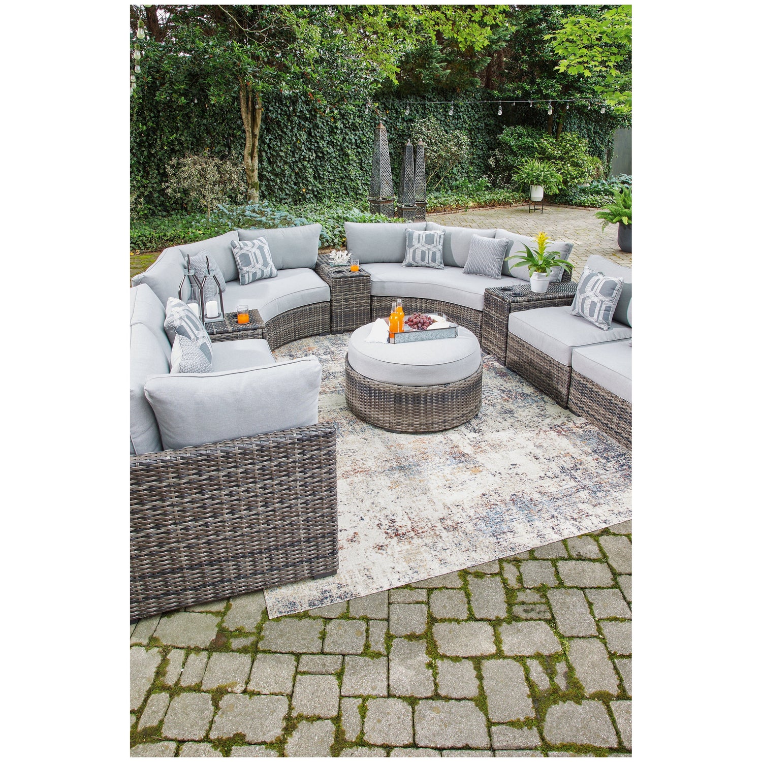 Harbor Court 8-Piece Outdoor Sectional with Ottoman Ash-P459P1