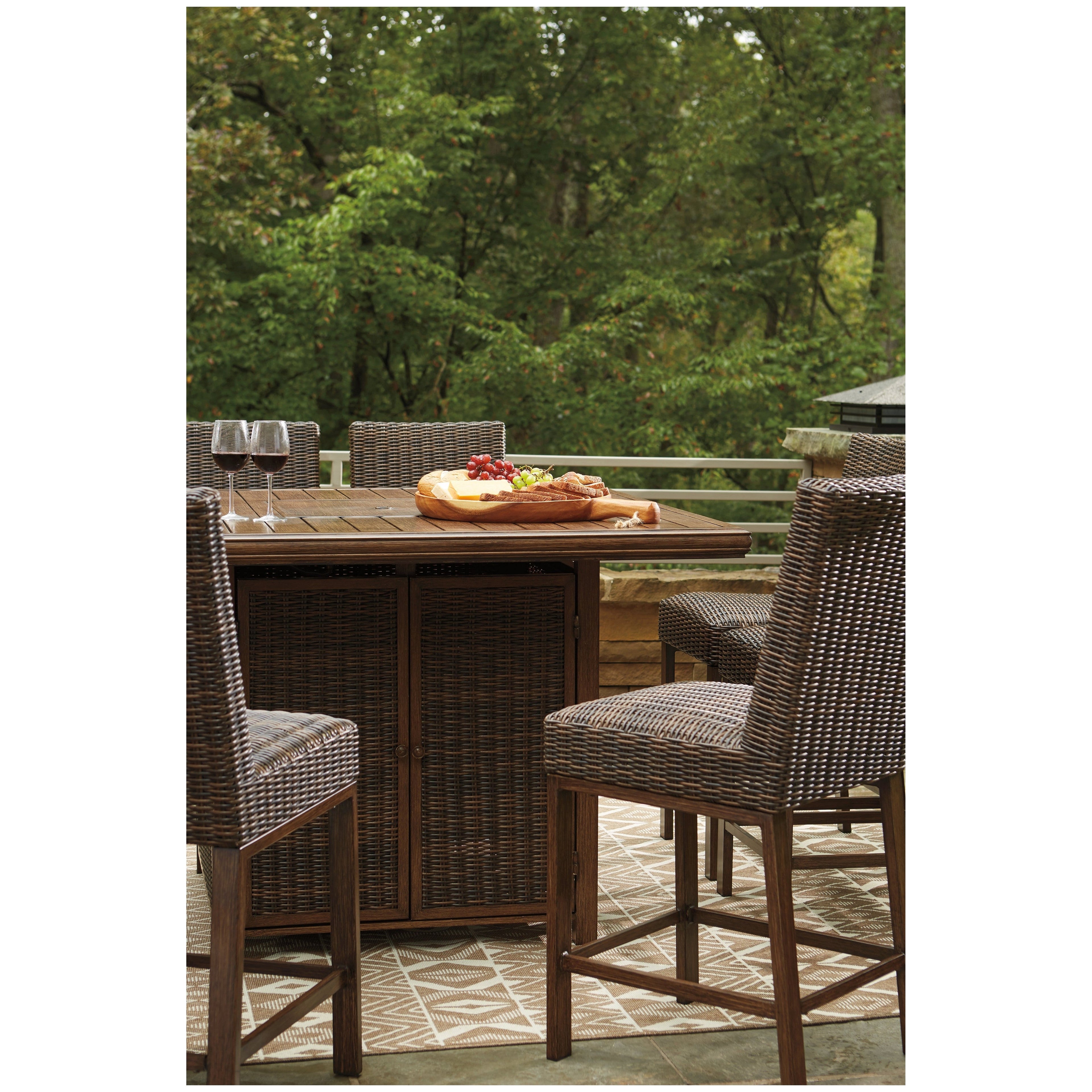 Paradise Trail Outdoor Counter Height Dining Table with 6 Barstools Ash-P750P6