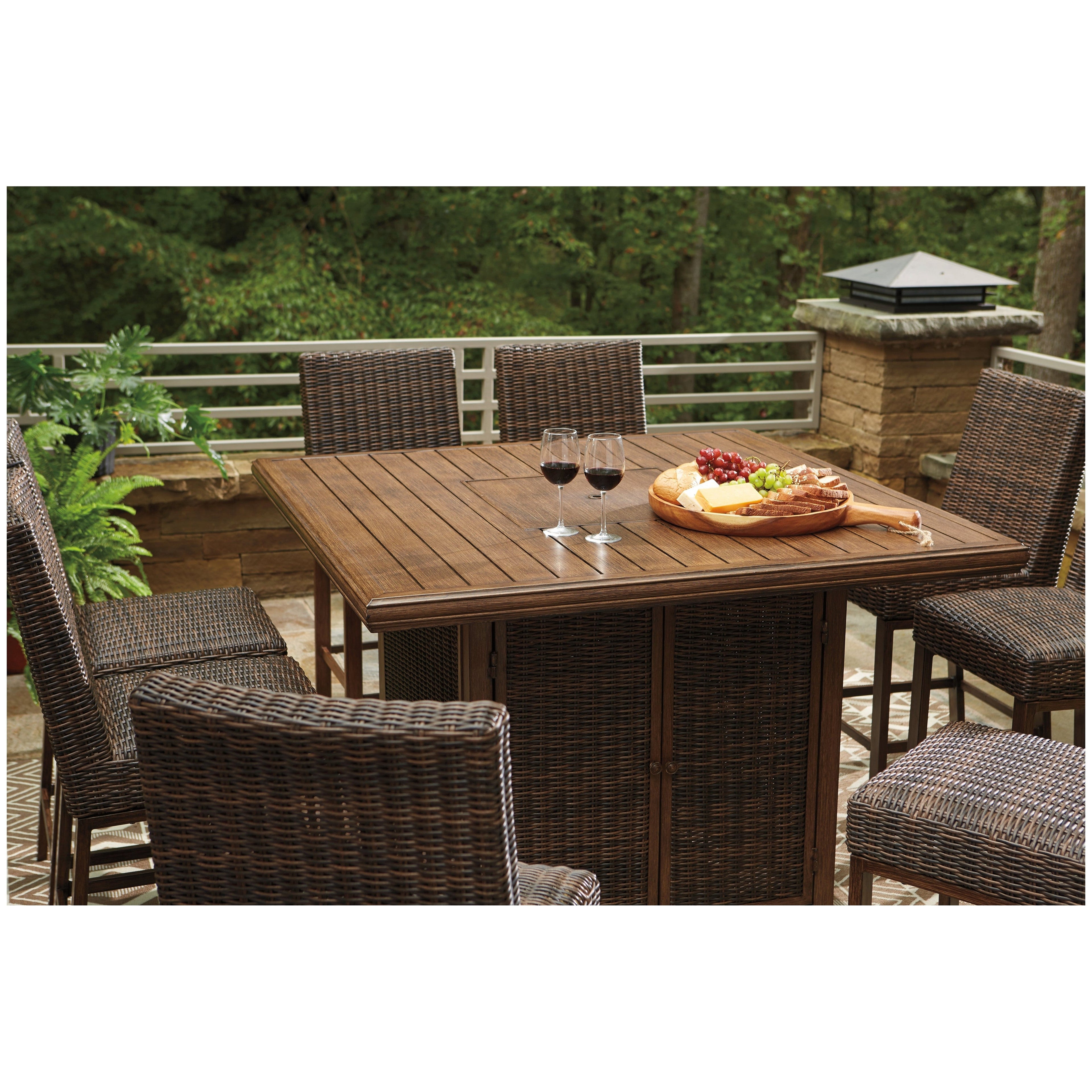 Paradise Trail Outdoor Counter Height Dining Table with 6 Barstools Ash-P750P6