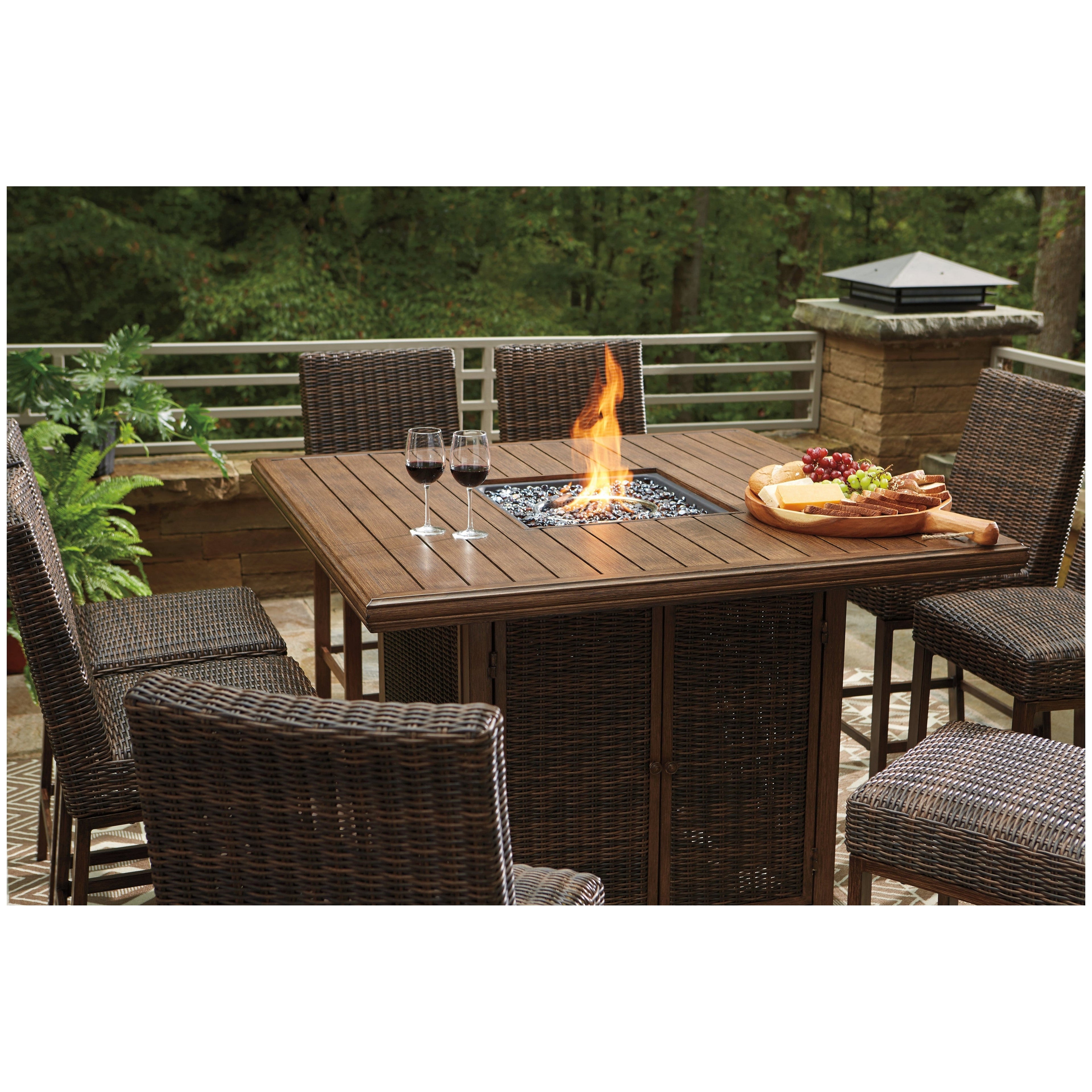 Paradise Trail Outdoor Counter Height Dining Table with 6 Barstools Ash-P750P6