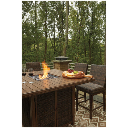 Paradise Trail Outdoor Counter Height Dining Table with 6 Barstools Ash-P750P6