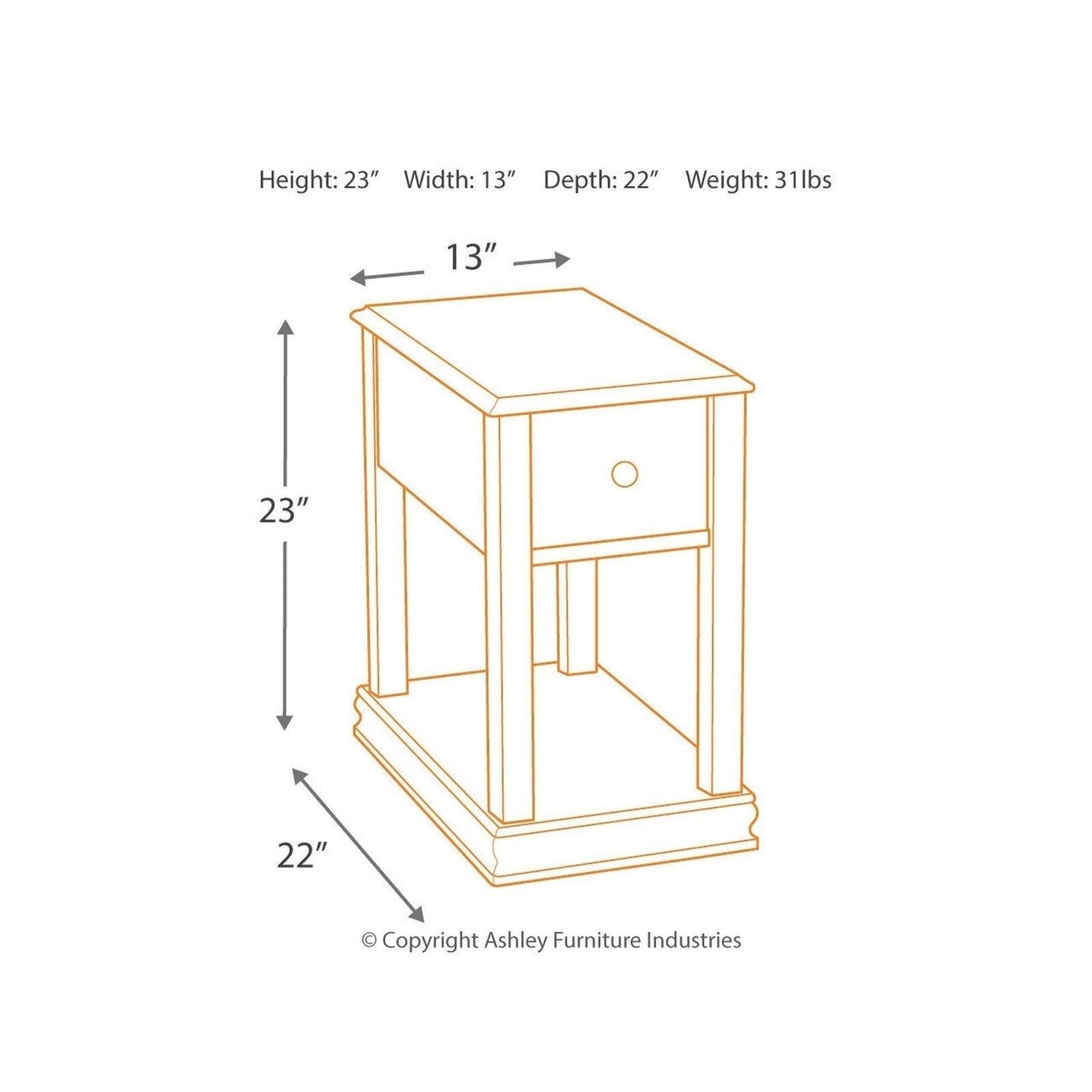 Breegin Chairside End Table Ash-T007-527