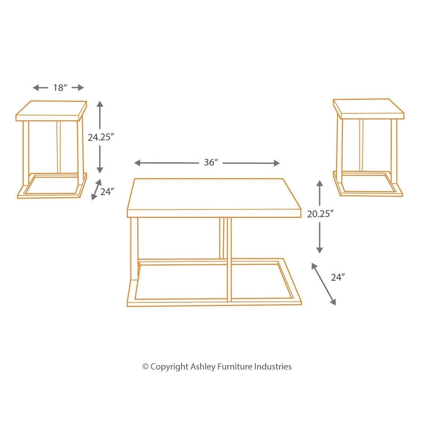 Airdon Table (Set of 3) Ash-T194-13