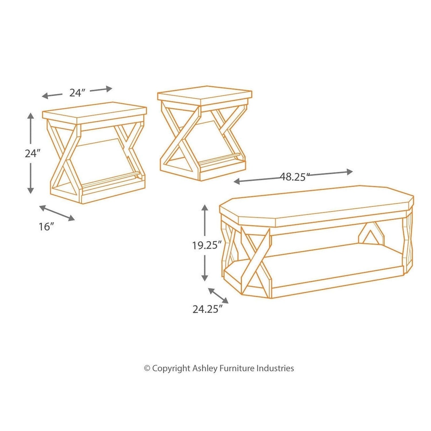 Radilyn Table (Set of 3) Ash-T568-13