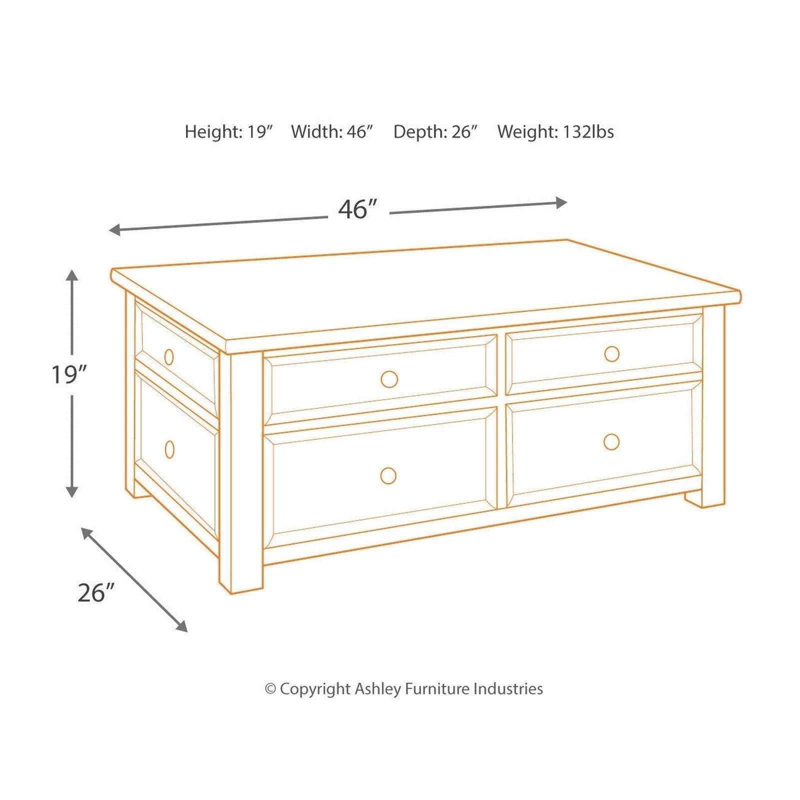 Tyler Creek Coffee Table with Lift Top Ash-T736-20