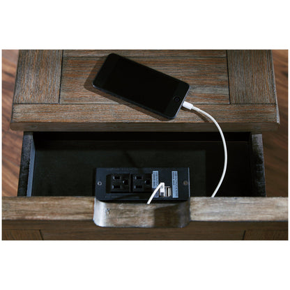 Tyler Creek Chairside End Table with USB Ports &amp; Outlets Ash-T736-7