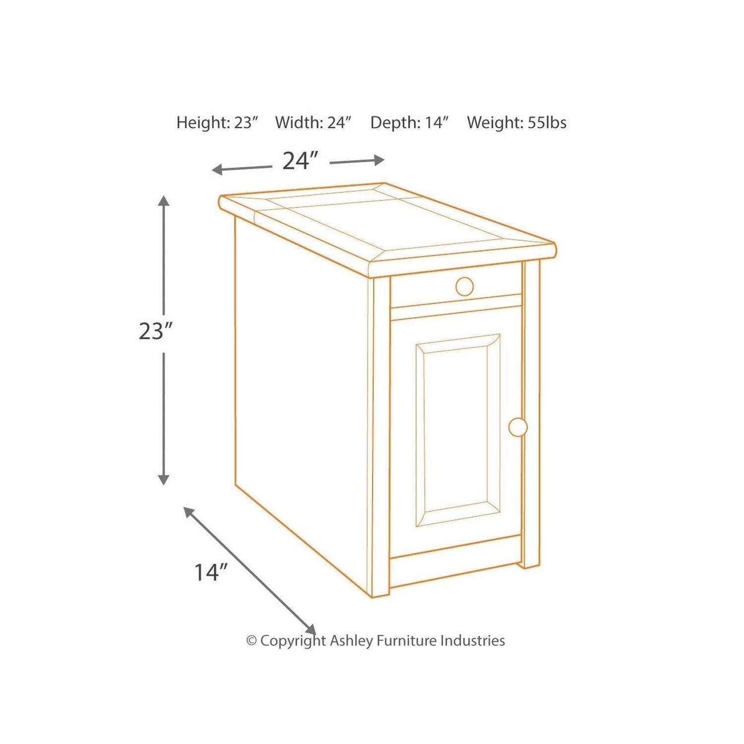 Tyler Creek Chairside End Table with USB Ports &amp; Outlets Ash-T736-7