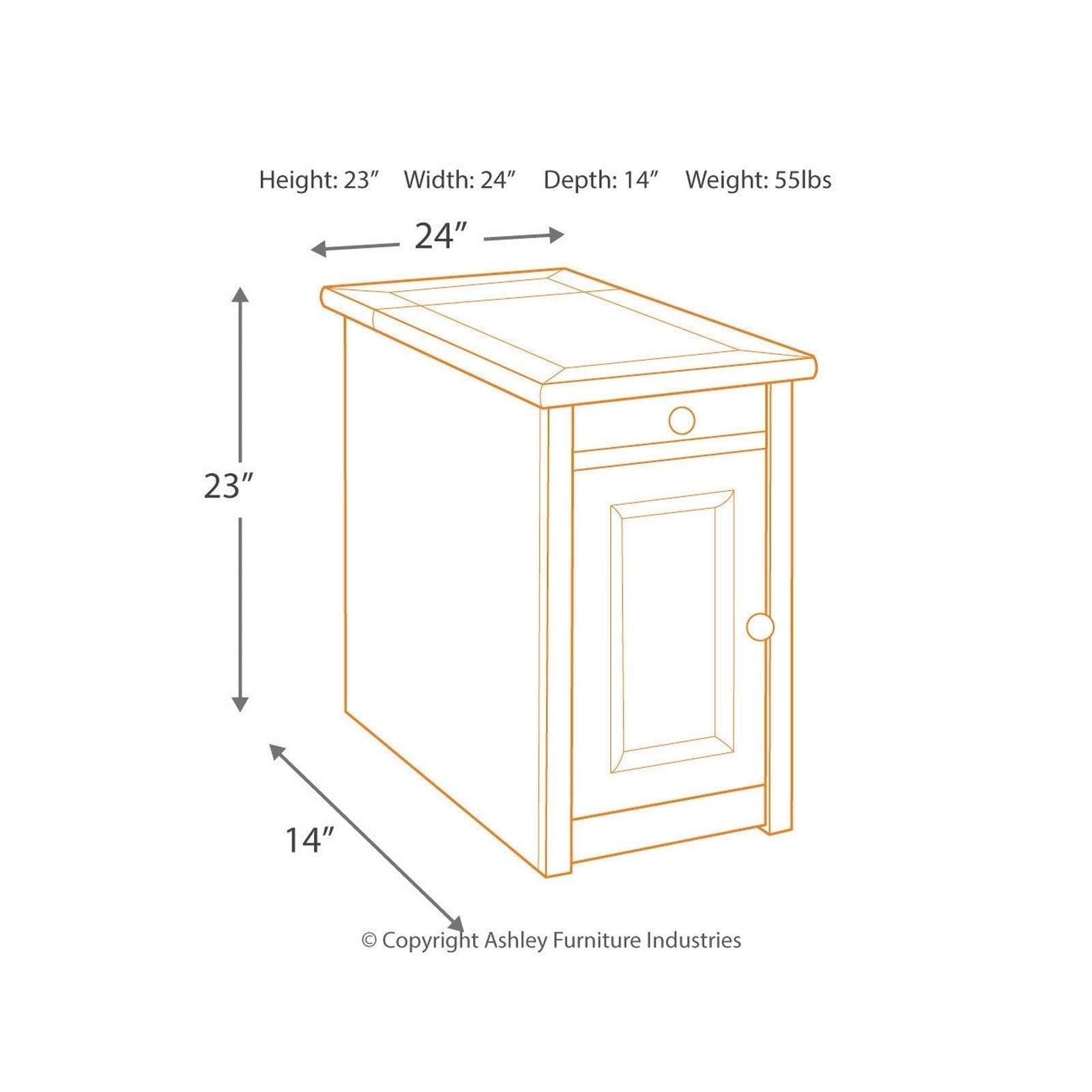 Tyler Creek Chairside End Table with USB Ports &amp; Outlets Ash-T736-7