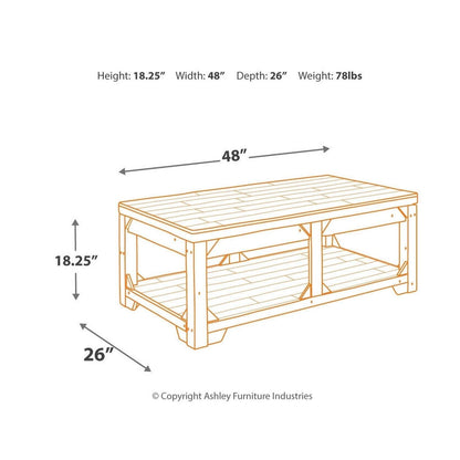 Fregine Coffee Table with Lift Top Ash-T755-9