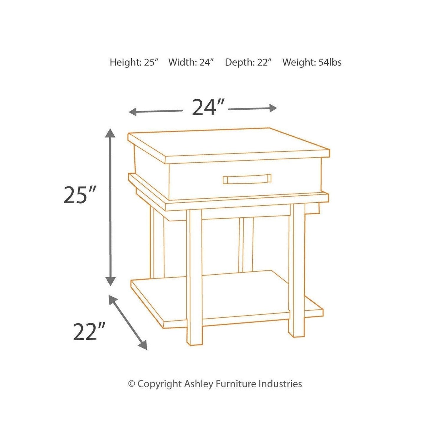 Stanah End Table Ash-T892-3