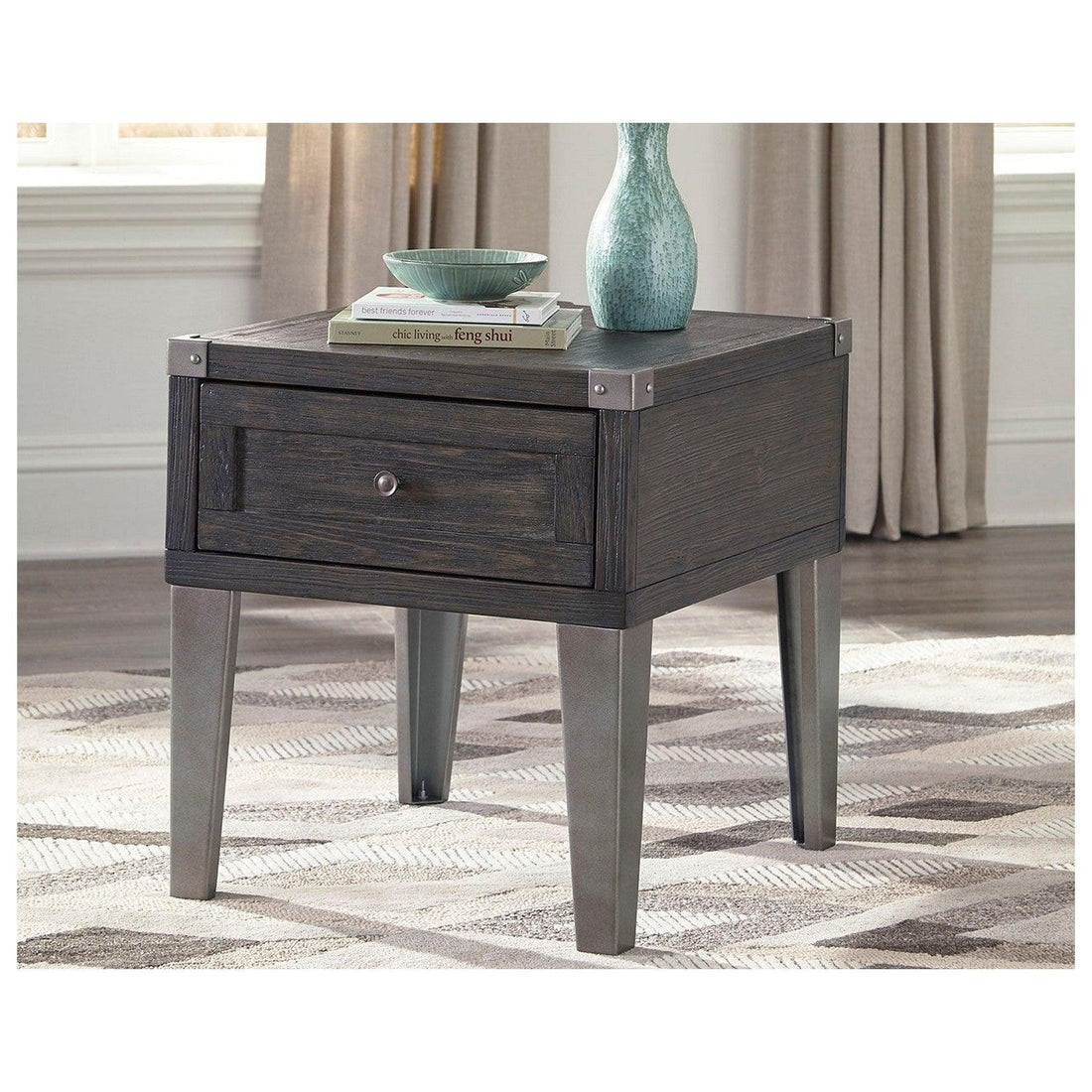 Todoe End Table with USB Ports &amp; Outlets Ash-T901-3