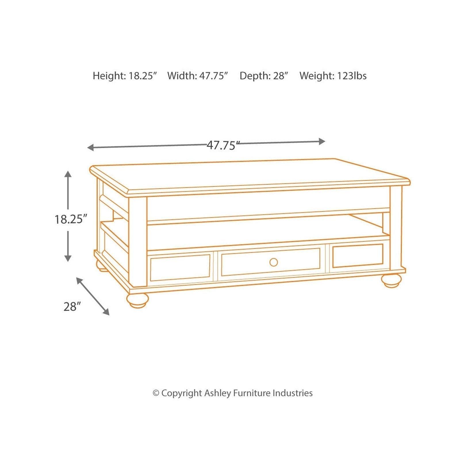 Barilanni Coffee Table with Lift Top Ash-T934-9