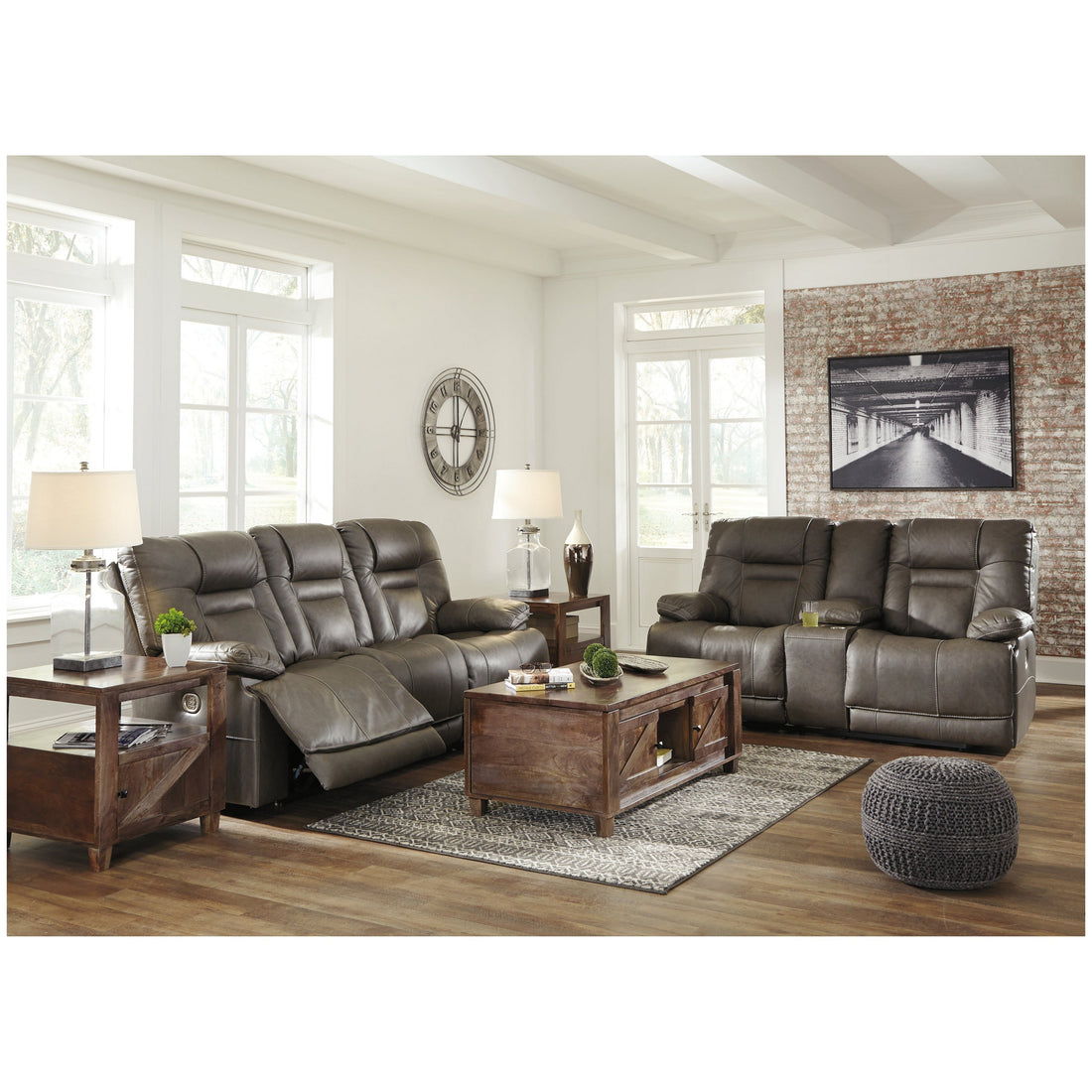 Wurstrow Power Reclining Sofa and Loveseat Ash-U54602U1