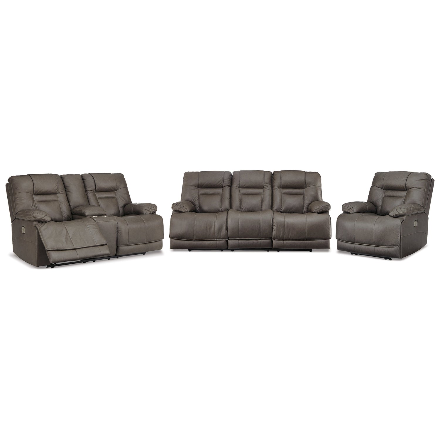 Wurstrow Power Reclining Sofa, Loveseat and Recliner Ash-U54602U2